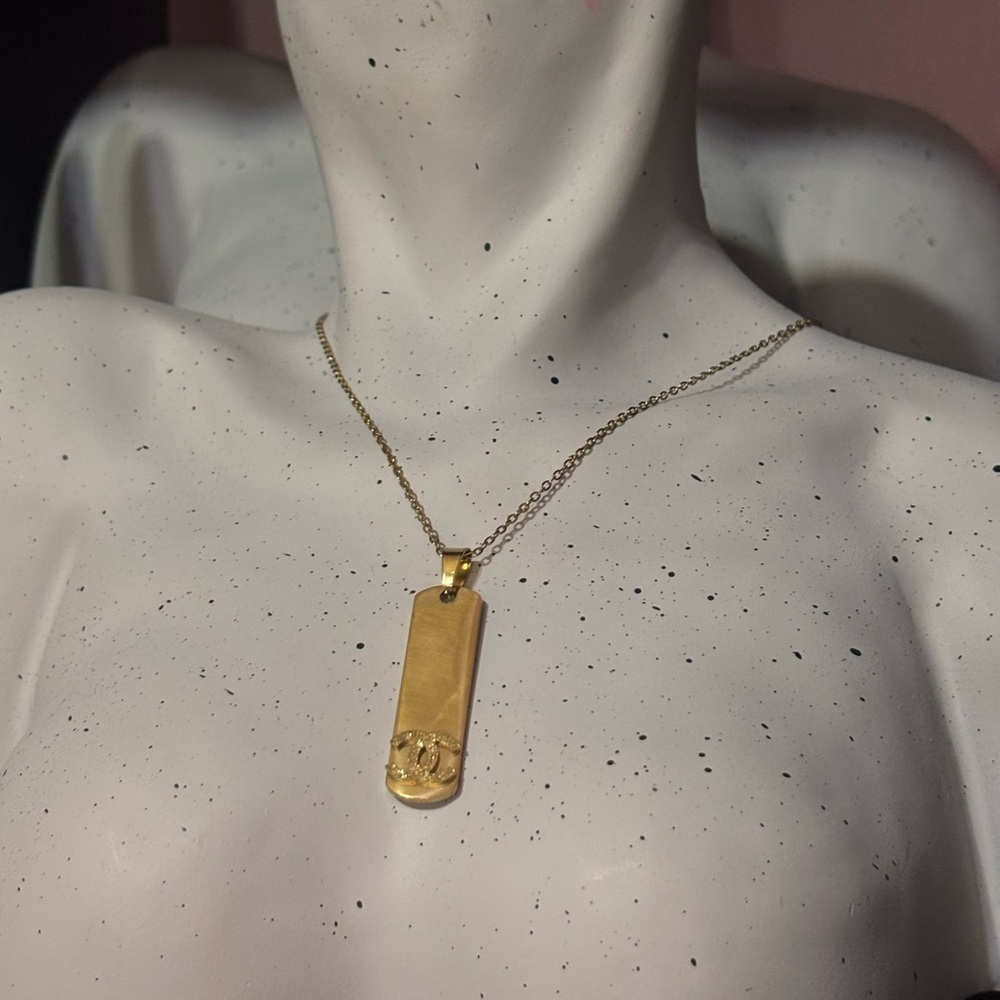 CC Stainless Steel Gold Pendant Necklace